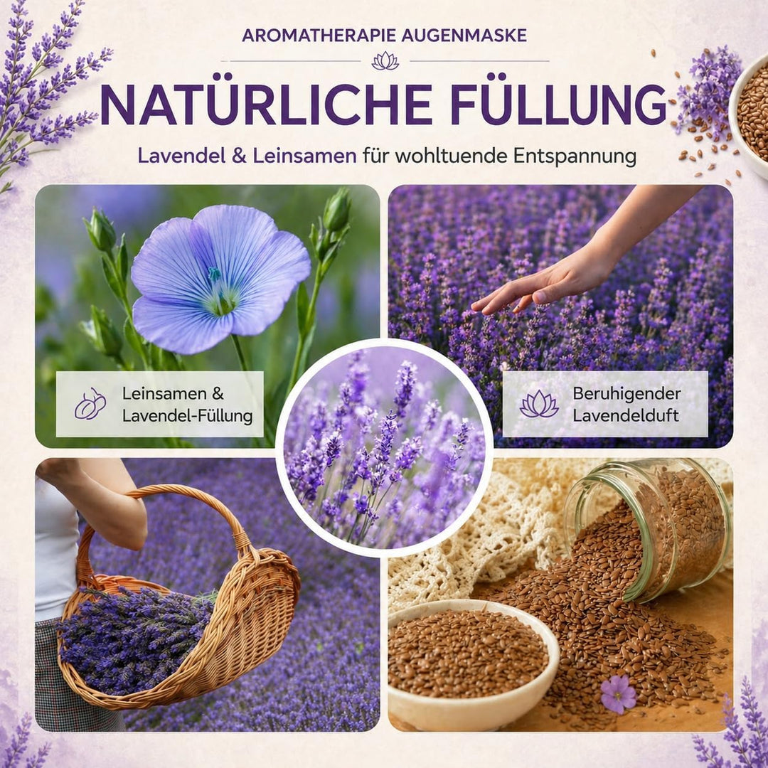 Yosana Augenkissen mit Leinsamen &amp; Lavendel Füllung I Waschbarer Baumwollbezug I Augenmaske zur Ents