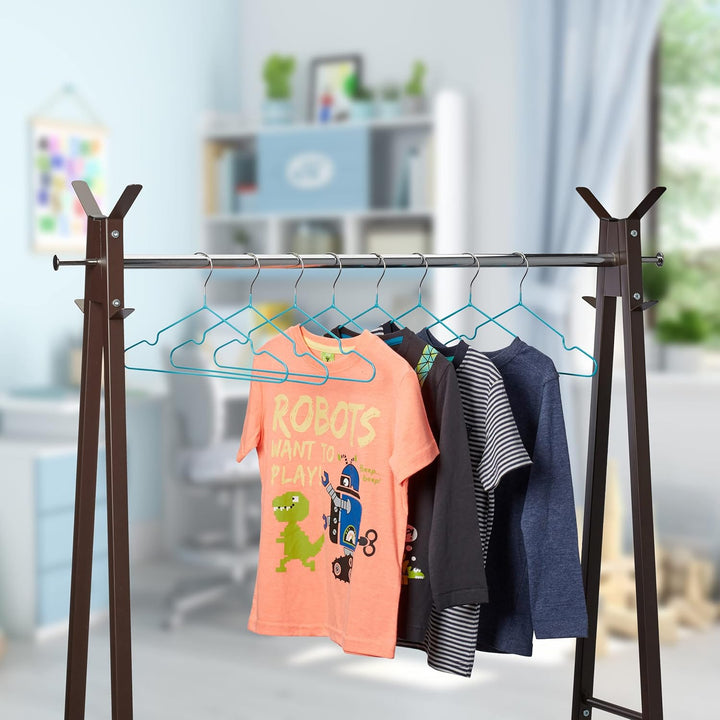 Relaxdays 80 x Kinderkleiderbügel, platzsparende Drahtbügel Mädchen, Babybügel mit Kerben, PVC-besch