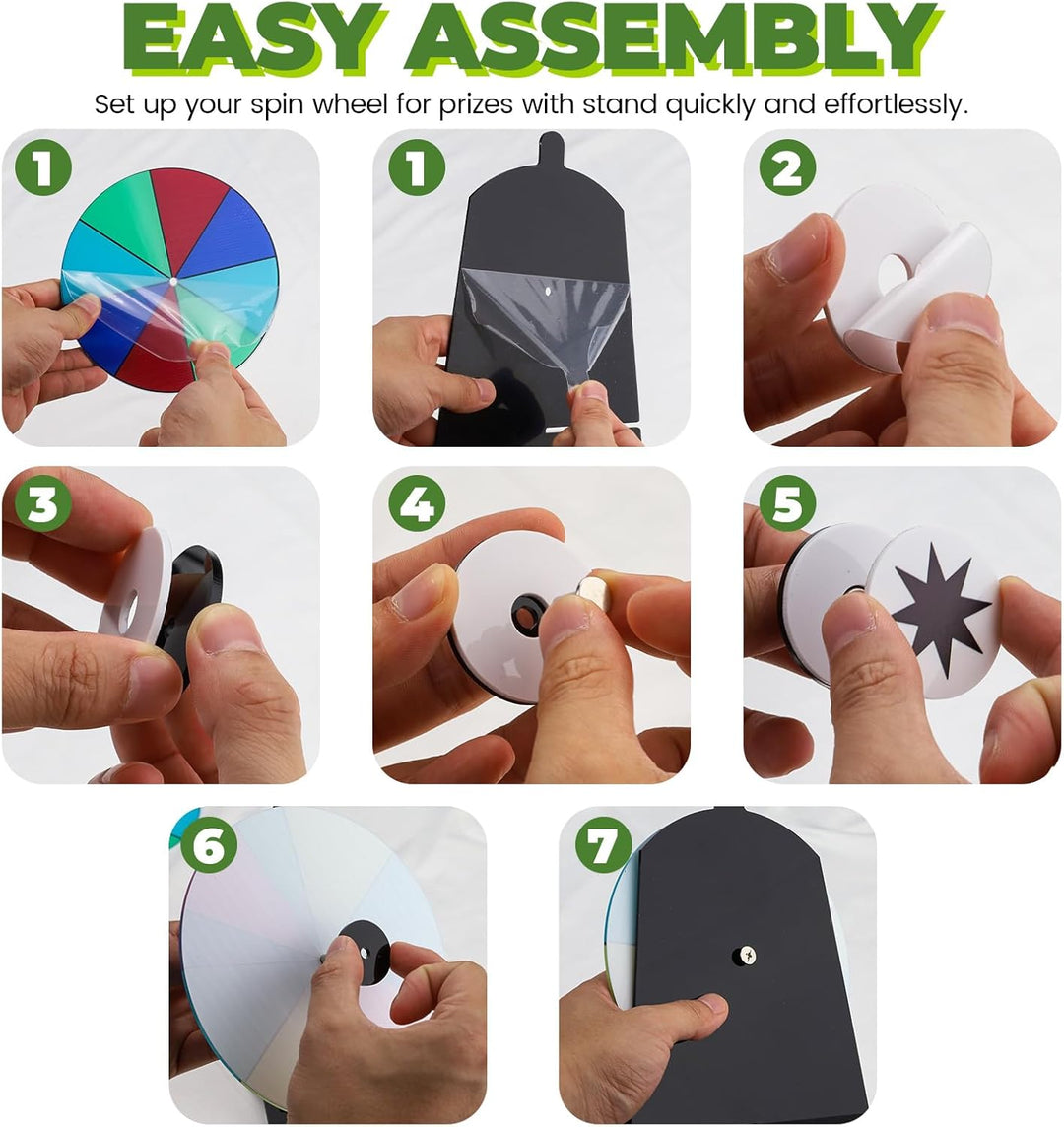 Diakey 15 cm drehendes Preisrad mit 3 Rädern, Farbtisch-Roulette-Rad Spinner mit Ständer, Glücksspie