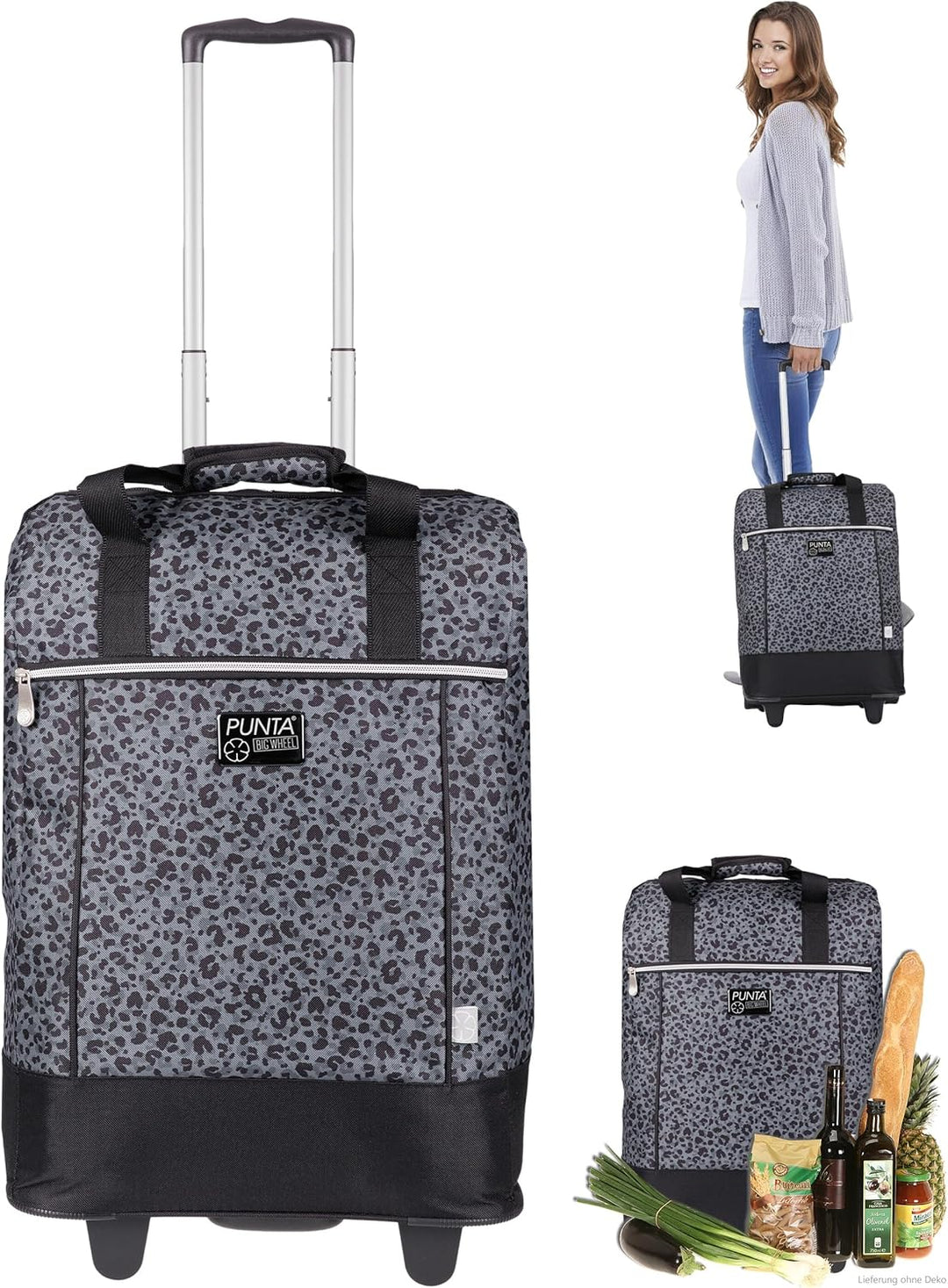 Punta Big Wheel Einkaufstrolley Shopping Trolley 10303 0127 Leopard +t | Grau Einkaufsroller Markt K