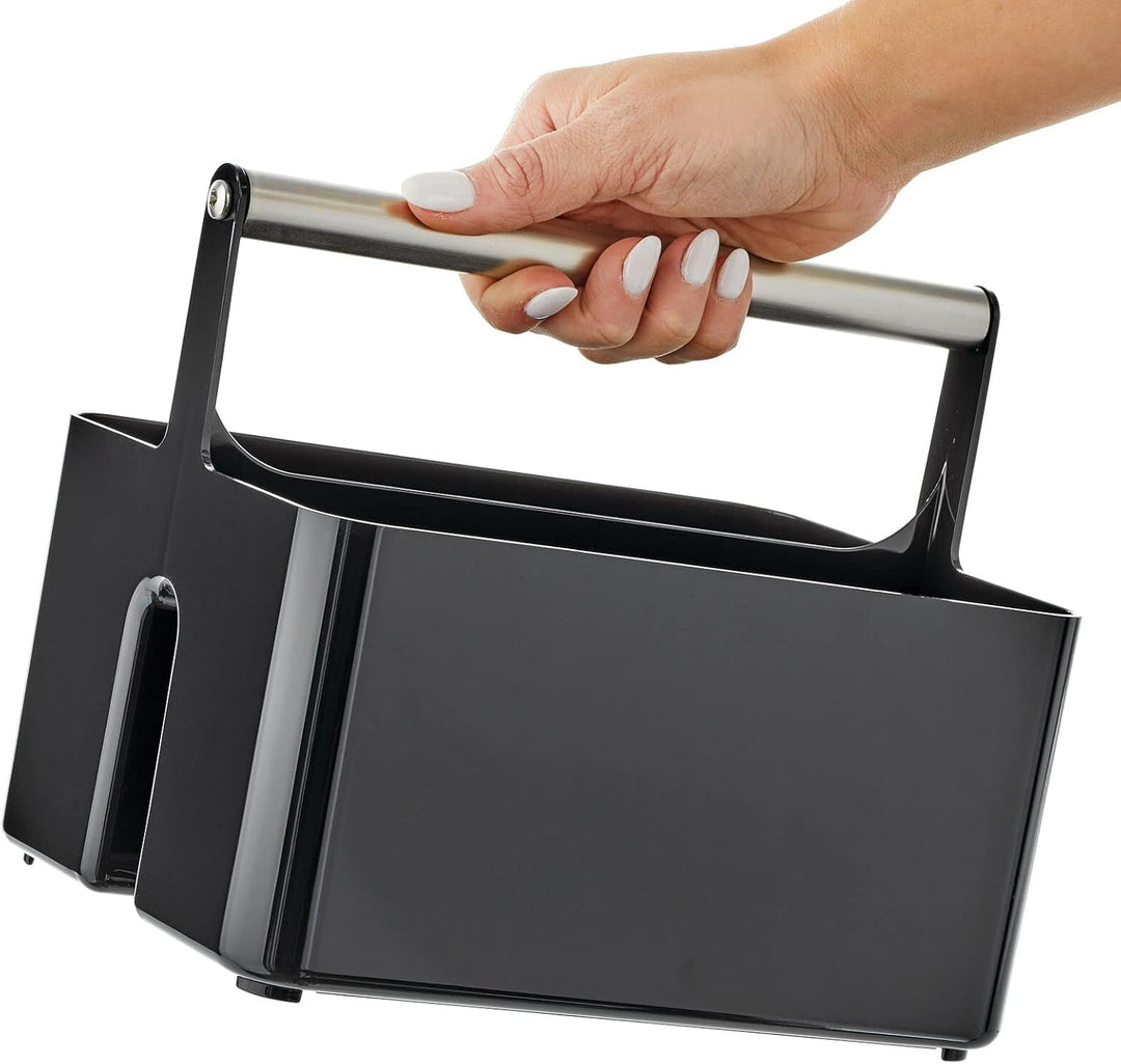 mDesign Duschablage aus Kunststoff, Aufbewahrungskorb, unterteilter Korb – Metallgriff für Badezimme