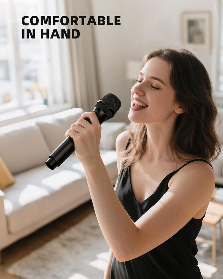 LEKATO Kabellose Sing-Mikrofone, Metall, 2,4 GHz Mikrofon, wiederaufladbar, Dual-Handmikrofon, bis z