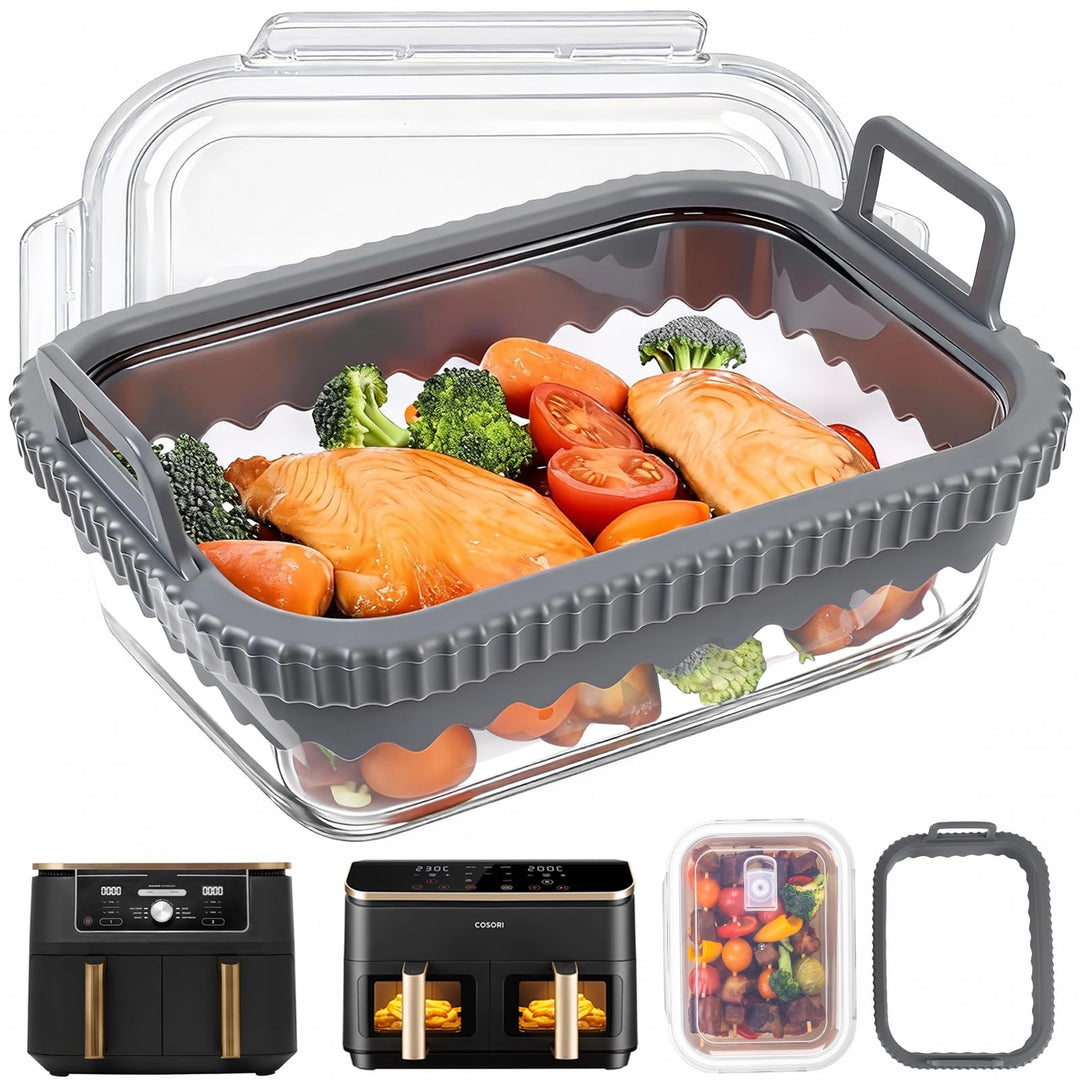 BYKITCHEN Airfryer Zubehör für Ninja AF400EU/AF500EU/SL400EU/Cosori Heissluftfritteuse 2 kammern, Au