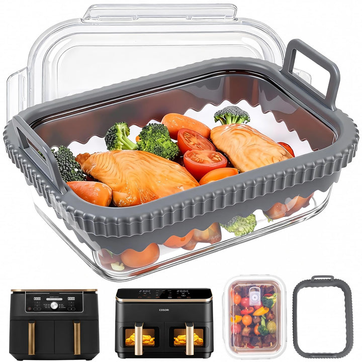 BYKITCHEN Airfryer Zubehör für Ninja AF400EU/AF500EU/SL400EU/Cosori Heissluftfritteuse 2 kammern, Au