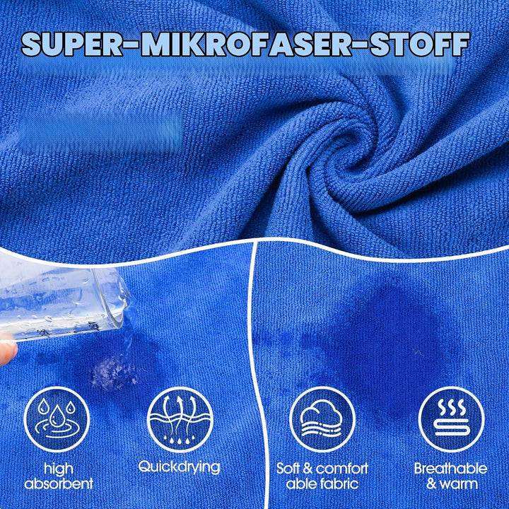 HundeBademantel Mikrofaser Schnell Trocknend, Einstellbar Hundehandtuch Extra Saugfähig für Mittel &amp;