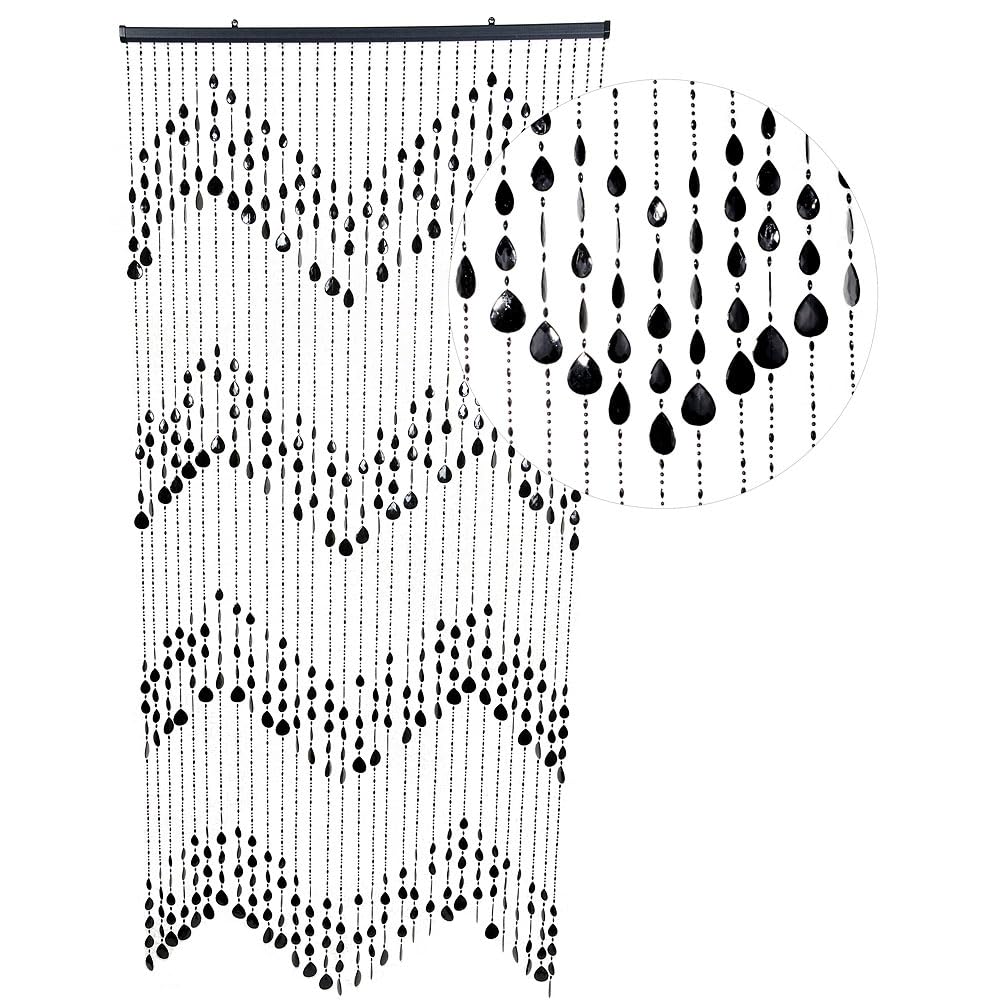 HAB & GUT -DV0323- Türvorhang KLUNKER, schwarz, 90 x 200 cm Perlenvorhang Pailettenvorhang, Schwarz