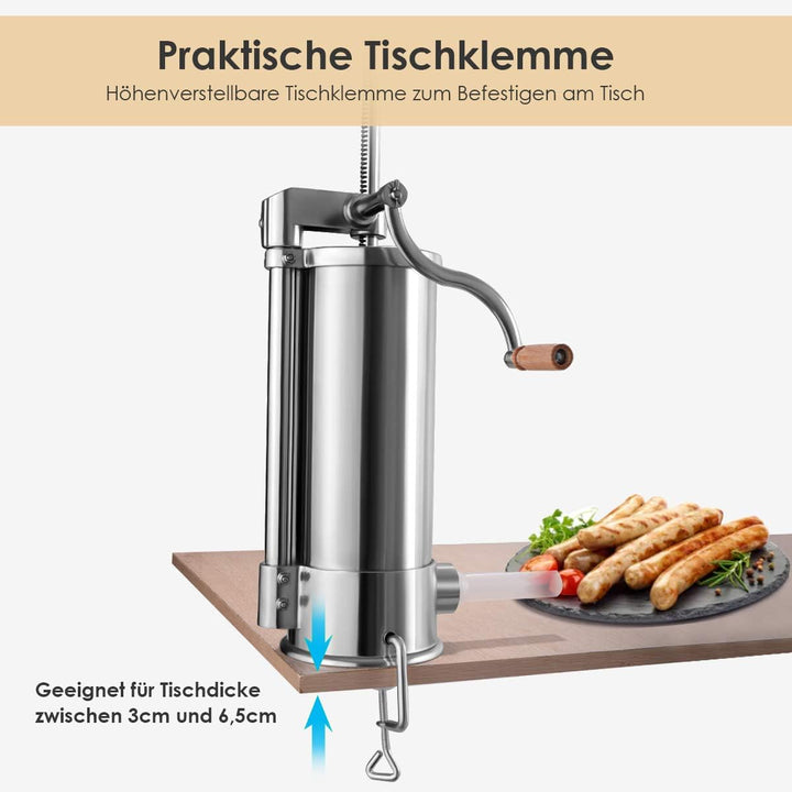 COSTWAY 1,5L / 3L / 3,6L / 6L Wurstfüller manuell, Wurstmaschine aus Edelstahl, Wurstfüllmaschine si