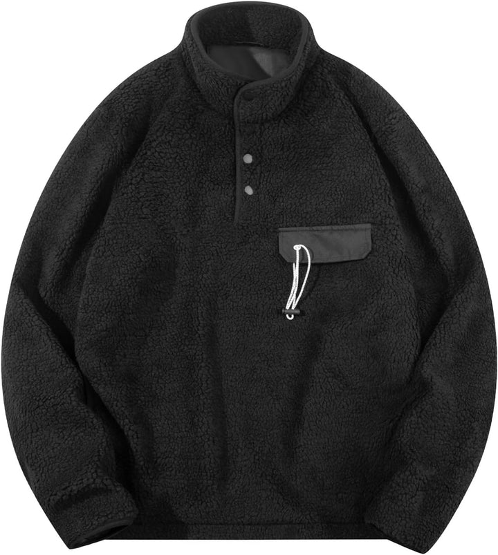 KuschelFleece Pullover für Herren Sweatshirt mit Teddyfell Kuschelpulli Flauschig Teddyfleece Kapuze