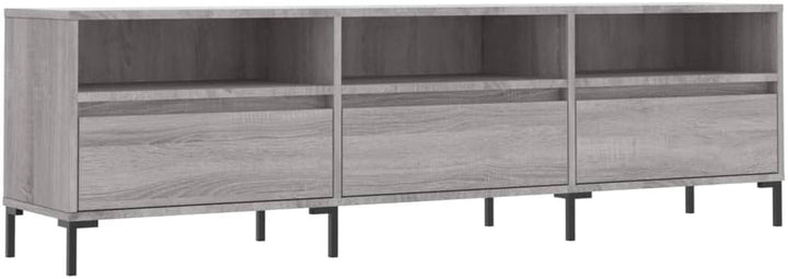 TV-Ständer, Sonoma-Grau, 150 x 30 x 44,5 cm, Holz, Eisen, TV-Regal, niedrig, mit Türen 150x30x44,5cm