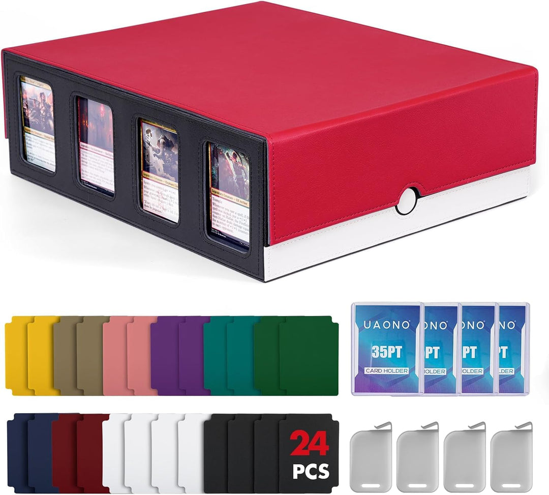 Sammelkarten Aufbewahrungsbox mit Commander Display; 2400+ Deck Box für MTG mit abnehmbarem Deckel;