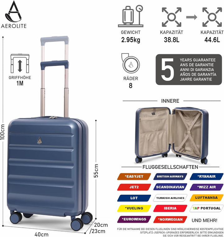 Aerolite Erweiterbar 55x40x20cm auf 55x40x23 cm Lufthansa Eurowings Condor Wizz Air Priorität und me
