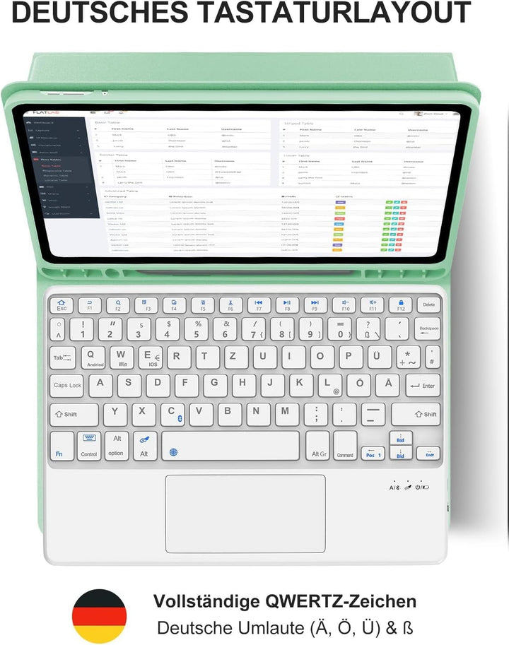 JADEMALL Für Galaxy Tab A9+ 11" (2023) Tastaturhülle mit Touchpad QWERTZ | Mit Touchpad - 120 Tage S