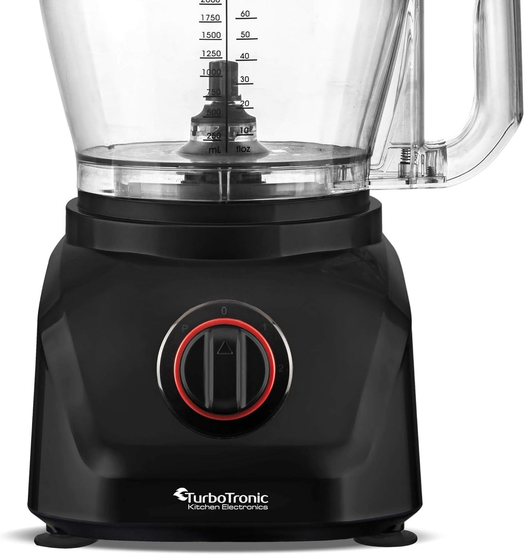 TurboTronic Küchenmaschine 1900W Food Processor mit Standmixer 3L Behälter 1,5L Glaskaraffe Raspelsc