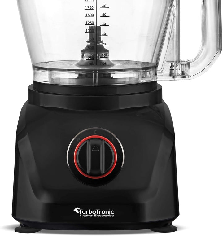 TurboTronic Küchenmaschine 1900W Food Processor mit Standmixer 3L Behälter 1,5L Glaskaraffe Raspelsc
