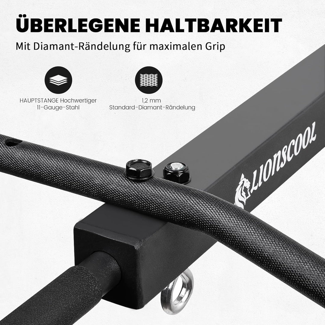 LIONSCOOL Klimmzugstange Wand mit Seilzug-System, Mehrgriff-Klimmzugstange mit Kabelzug, Pull Up Bar