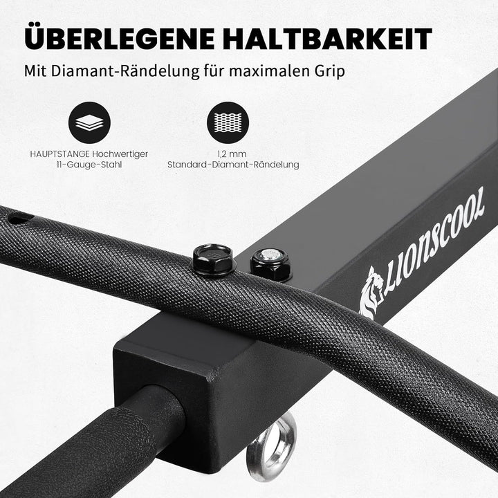 LIONSCOOL Klimmzugstange Wand mit Seilzug-System, Mehrgriff-Klimmzugstange mit Kabelzug, Pull Up Bar