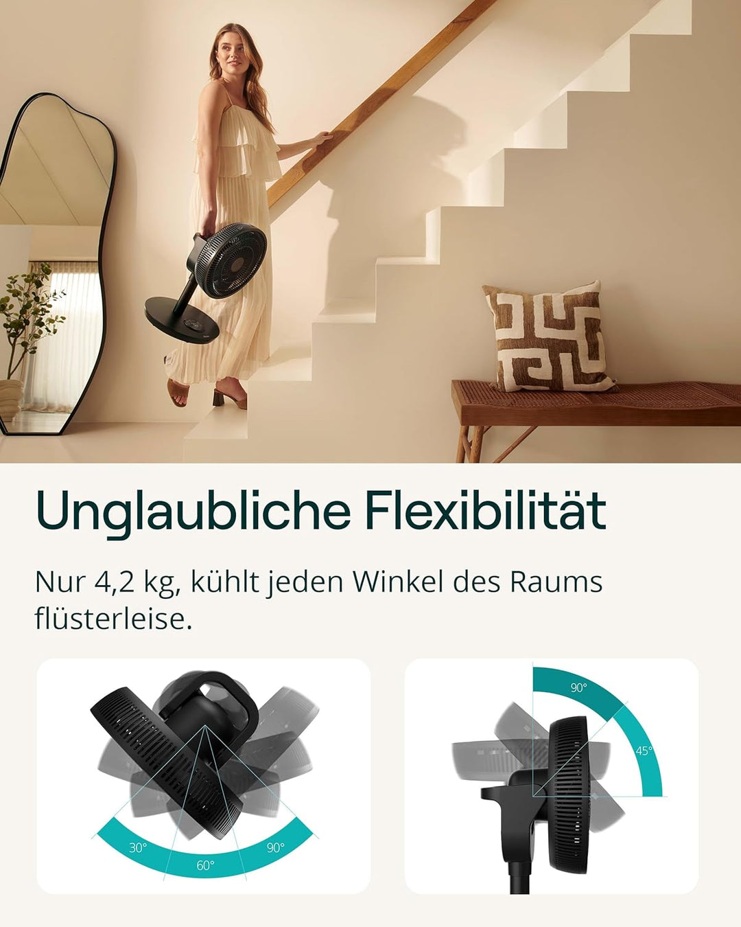Duux Whisper Flex 2 Smart Ventilator – flüsterleise 13 dB – Nachtmodus & Timer – höhenverstellbar (5