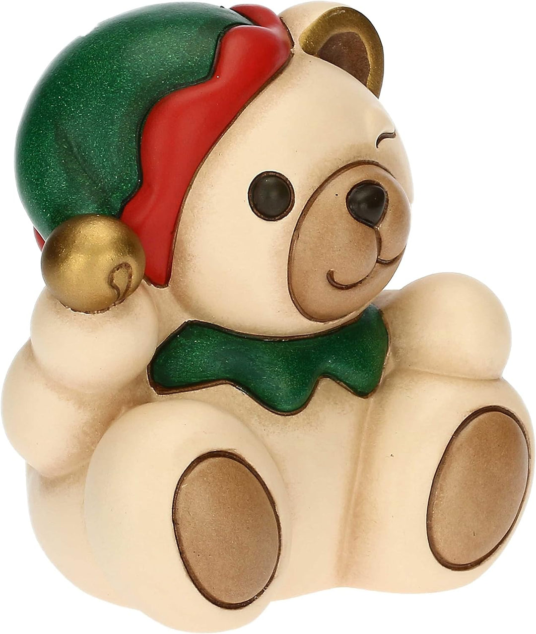 THUN - Weihnachten 2022 - Figur Teddy Elfo aus Keramik von Hand verziert 2022 - mit Zinnbox - 10 x 7
