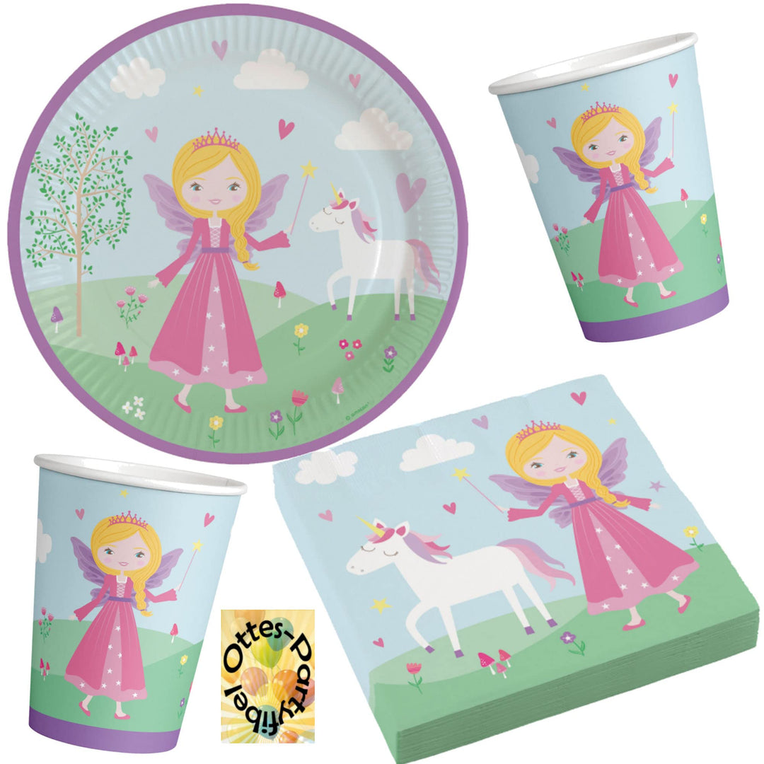 HHO Prinzessin-Party-Set 52tlg. - für 16 Gäste Teller Becher Servietten Prinzessin #1 #1 für 16 Gäst