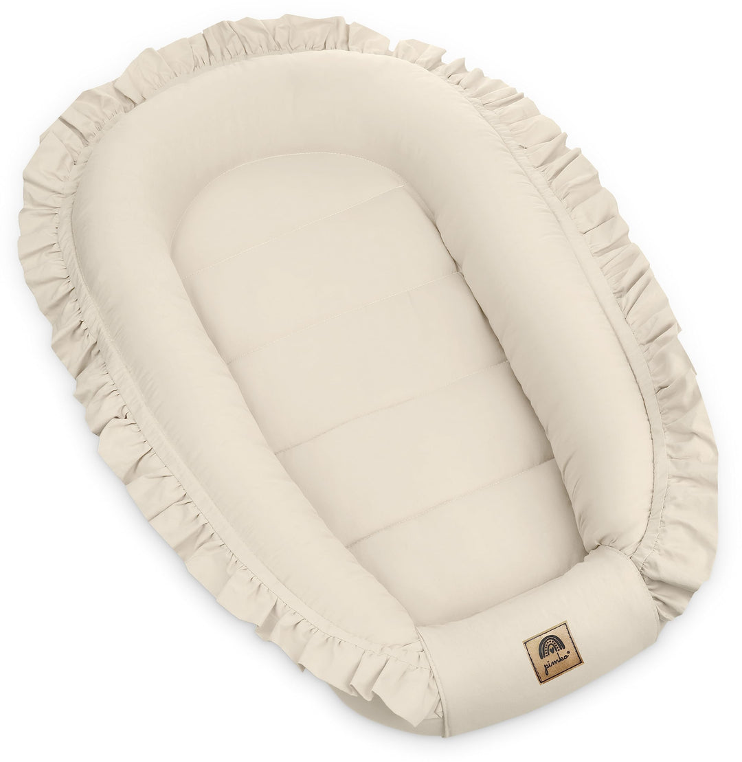 PIMKO Babynest mit rüschen Babynestchen für Baby Kuschelnest Babykokon für Säuglinge und Neugeborene