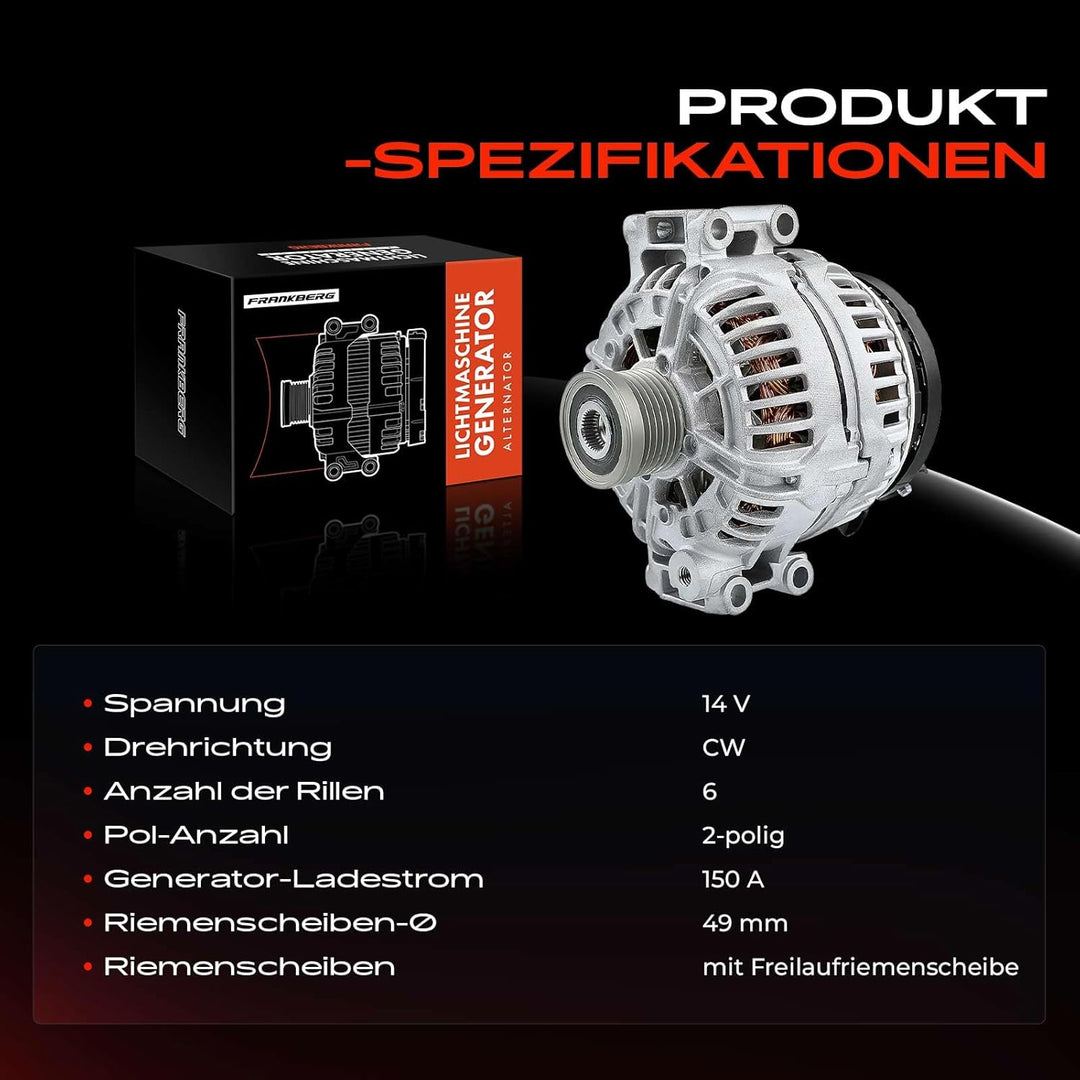 Frankberg Alternator Lichtmaschine Generator Kompatibel mit E81 E87 116i 118i 120i 2004-2011 E82 E88