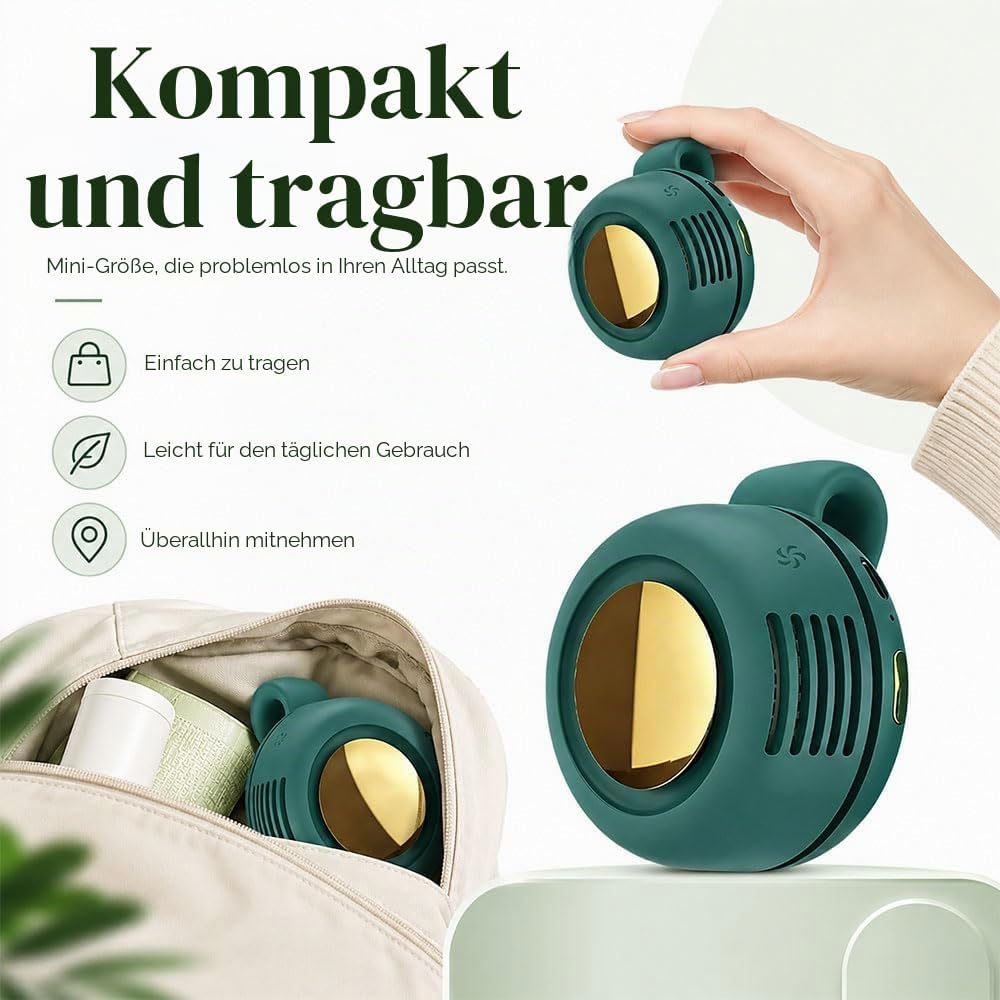 Tragbarer Clip Ventilator, Leiser Mini Ventilator ohne Flügel, mit 3 Geschwindigkeiten &amp; 360° Drehba