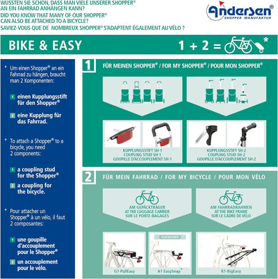 Andersen Shopper Tura Alu klappbar mit Kugellagerrad Ø 29 cm und 49 Liter Tasche Ortlieb Petrol