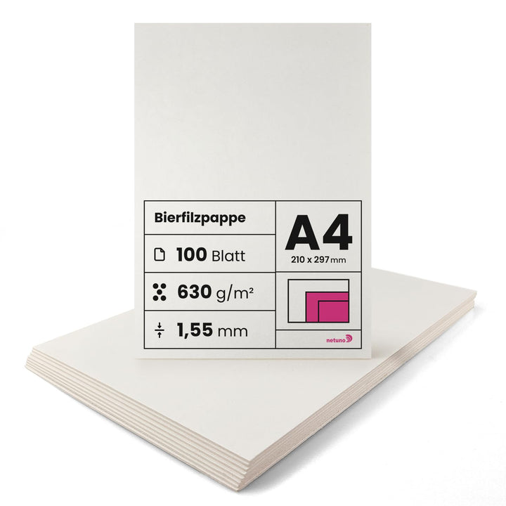 Netuno 100 Blatt Bastel-Pappe Creme-Weiss DIN A4 21 x 29,7 cm 1,55 mm 630g Holzpappe zum Basteln Bie