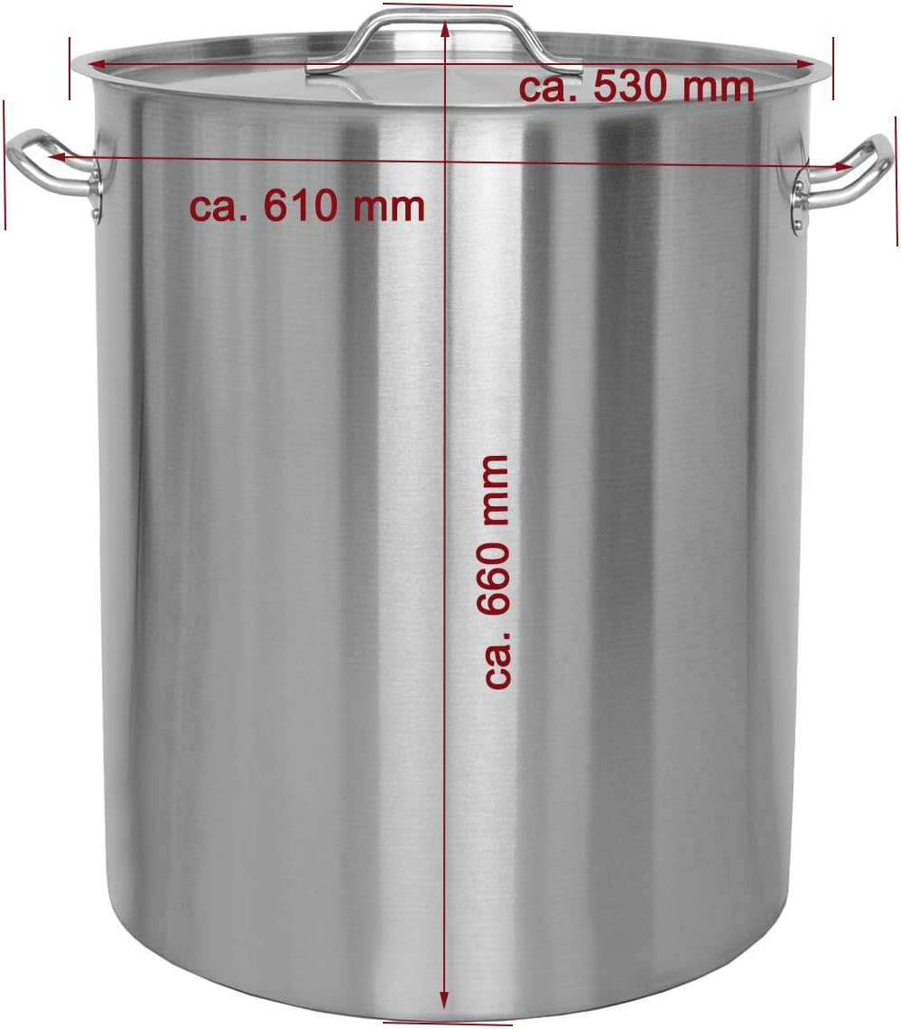 Beeketal 'BKT-115' Gastronomie Kochtopf ca. 111 Liter aus Edelstahl mit starken Griffen und Deckel,