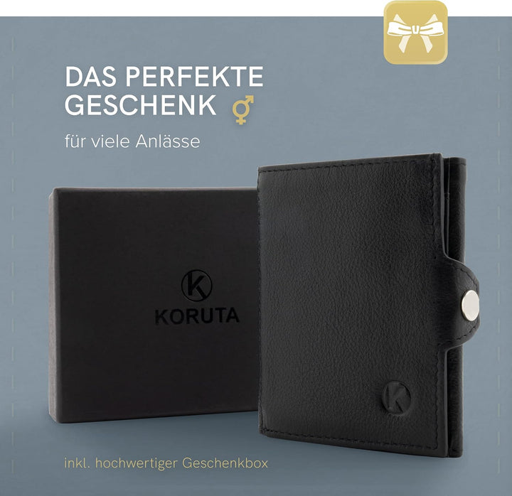 KORUTA® Slim Wallet mit Münzfach &amp; RFID Schutz - Kartenetui - Mini Geldbörse für Herren &amp; Damen - Kr