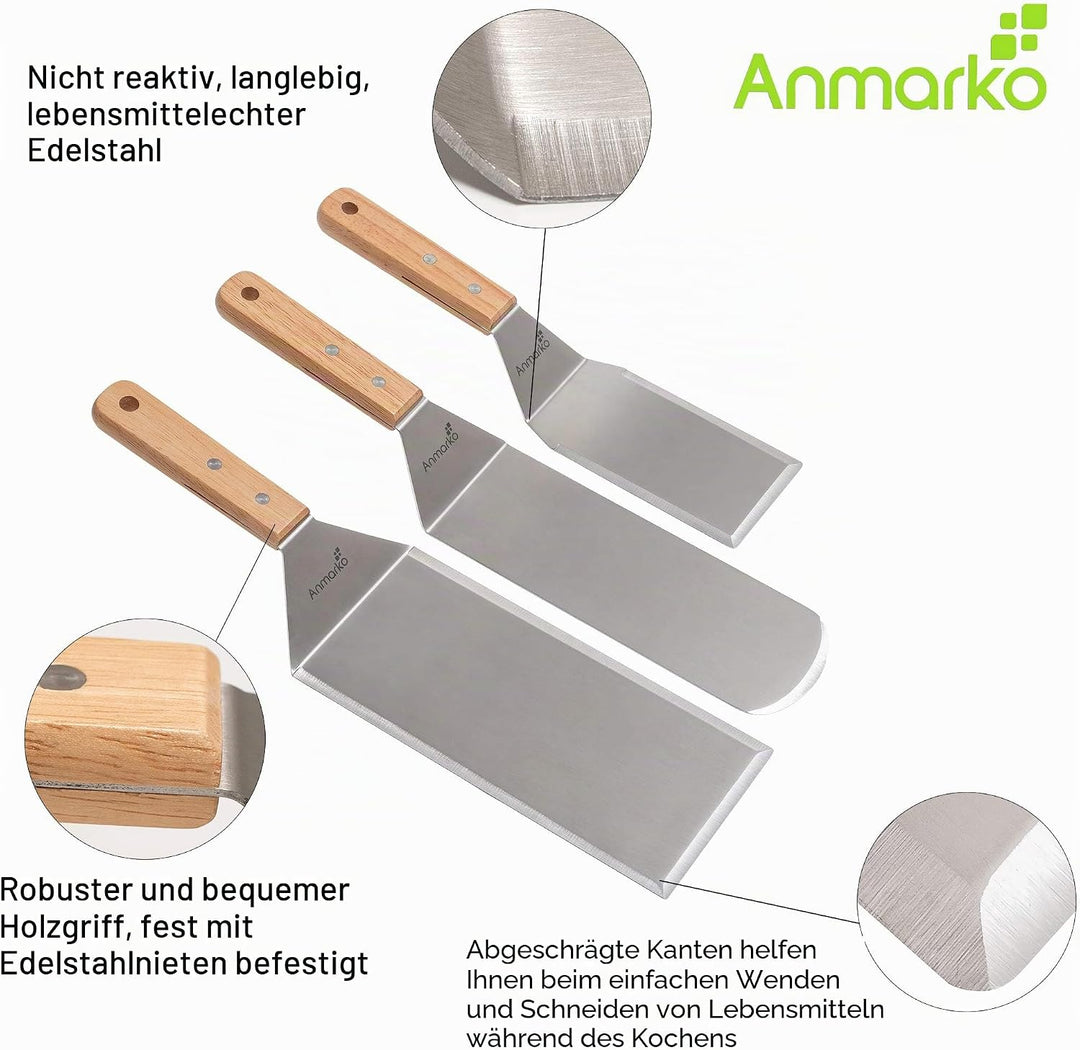 Professionelles Pfannenwender-Set – Edelstahl-Pfannkuchenwender und Grillschaber, 10,2 x 20,3 cm, üb