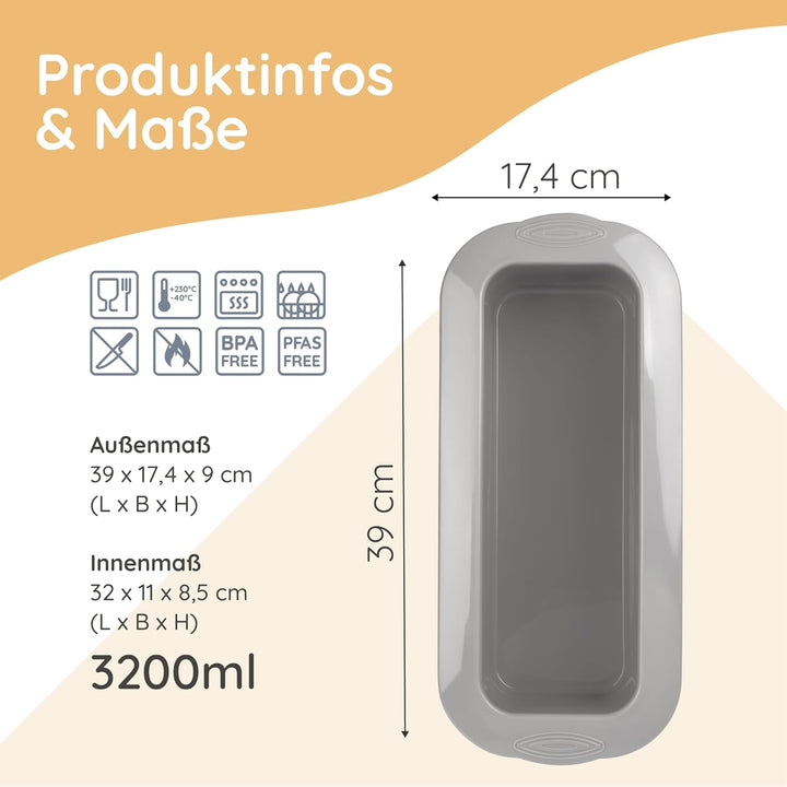 Backefix 32cm Silikon Kastenform XXL, 1500g Brot backen Form, die Original Silikon Brotbackform gros