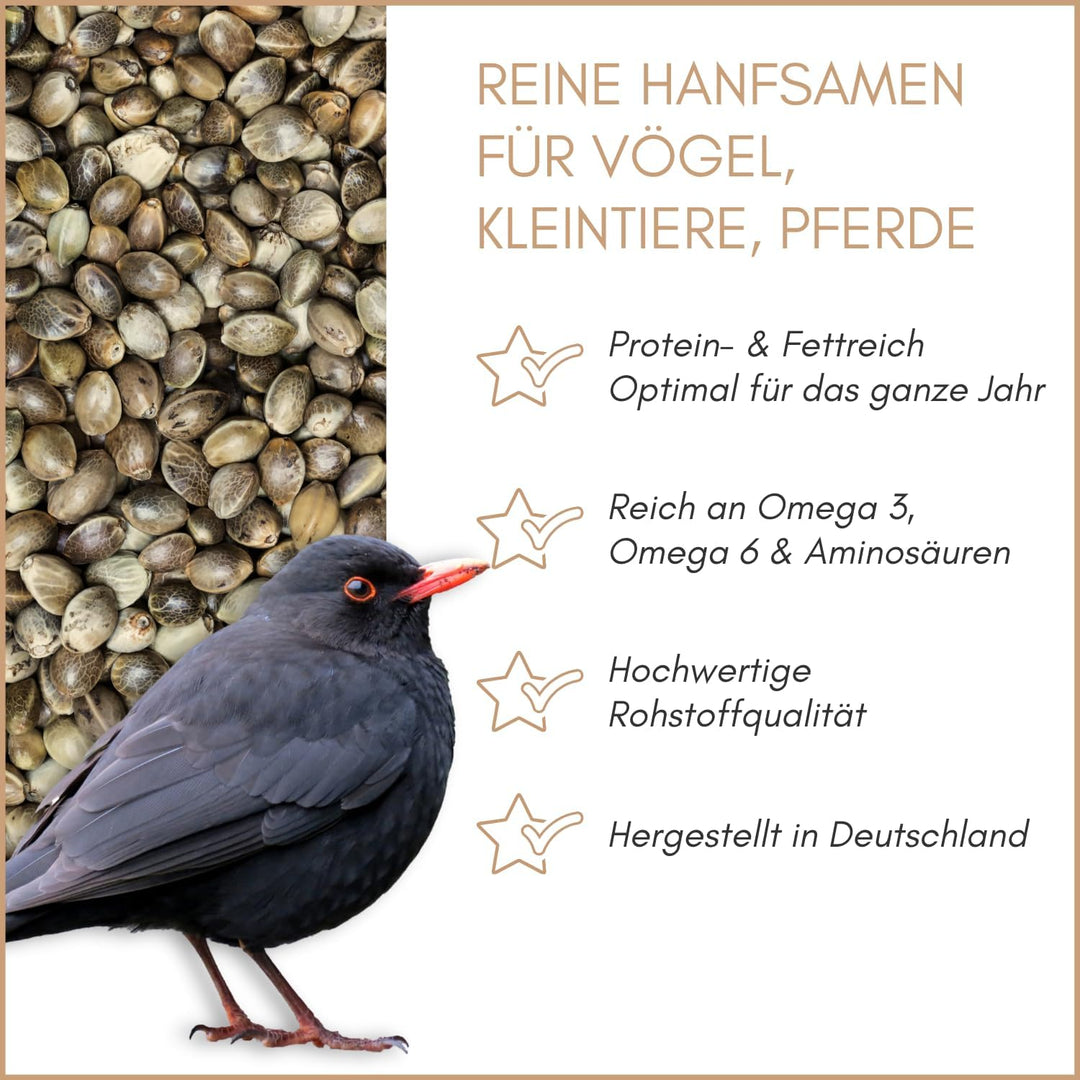 SUPRAVIT Hanf 25kg - Hanfsamen Vogelfutter & Wildvogelfutter - energiereiche Ergänzung zum Körnerfut