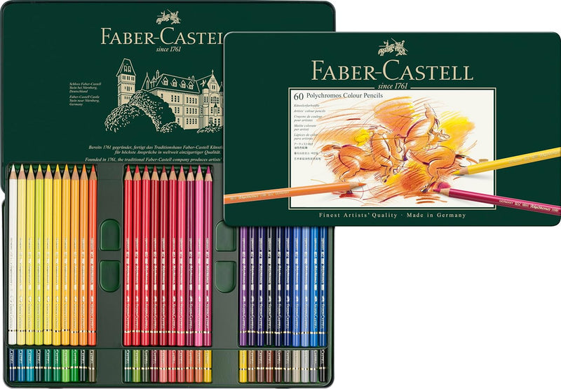 Faber-Castell 110060 - Farbstifte Polychromos, 60er Metalletui Metalletui 60-teilig, Metalletui 60-t