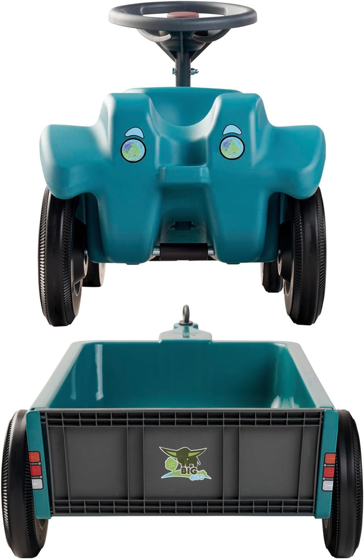 BIG Bobby Car Classic Eco 2.0 mit Anhänger - Rutschauto ab 1 Jahr aus Recycling-Material mit Caddy,