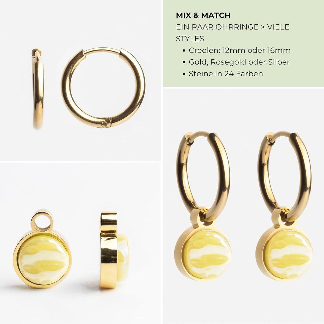 Gold Ohrringe Creolen mit Anhänger zum Wechseln • Edelstahl Ohrhänger mit Charm • nickelfrei &amp; wasse