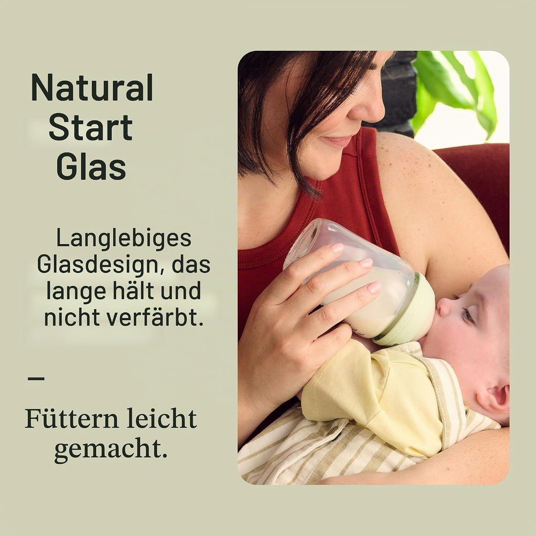 Tommee Tippee Babyflaschen aus Glas, Closer to Nature Newborn Starterset, Natürlich Geformter Trinks