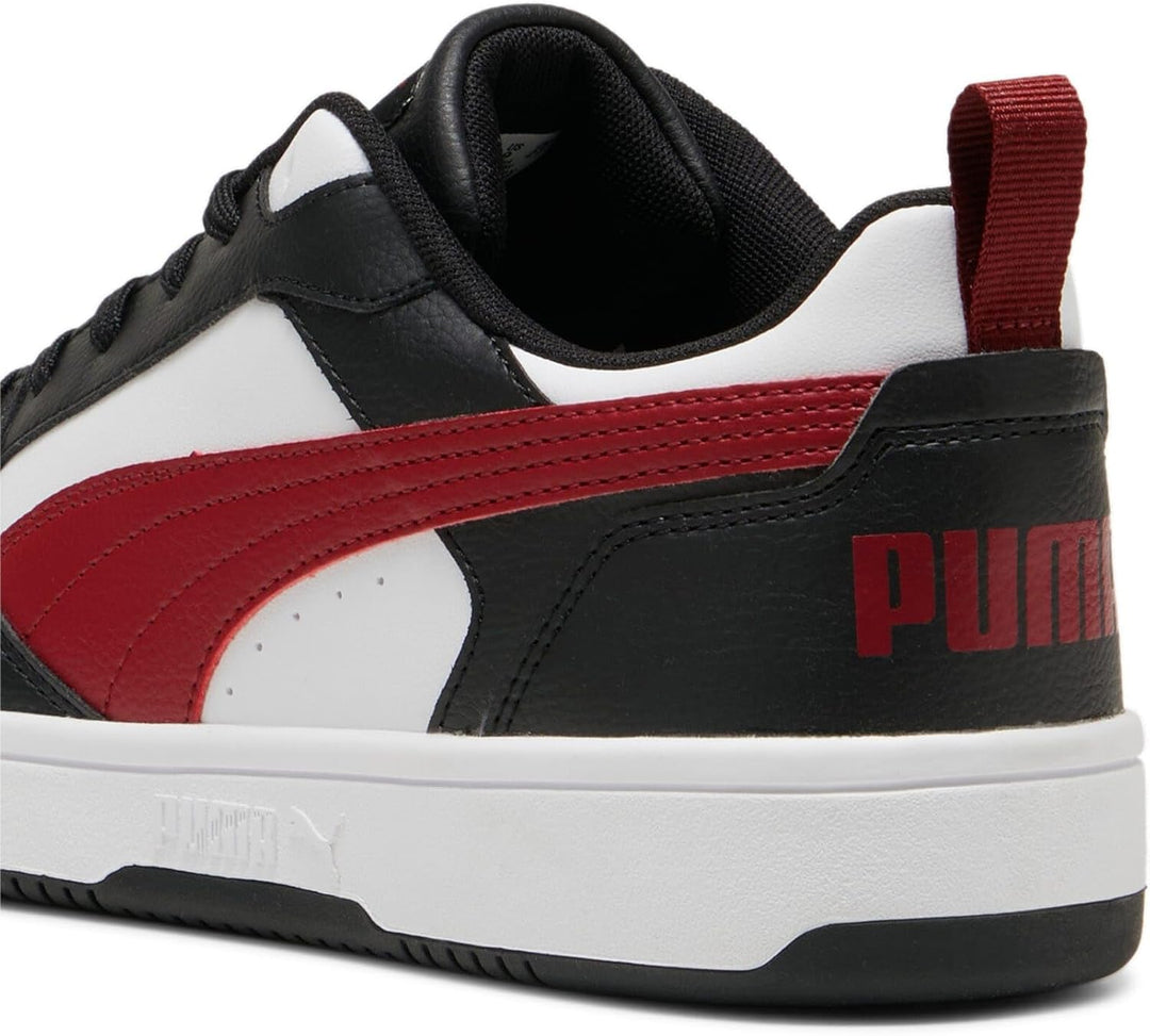 PUMA Unisex Rebound V6 Low Leichtathletik-Schuh 43 EU Puma White Intense Red Puma Black, 43 EU Puma
