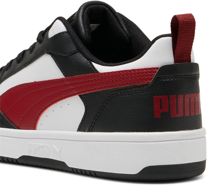 PUMA Unisex Rebound V6 Low Leichtathletik-Schuh 43 EU Puma White Intense Red Puma Black, 43 EU Puma