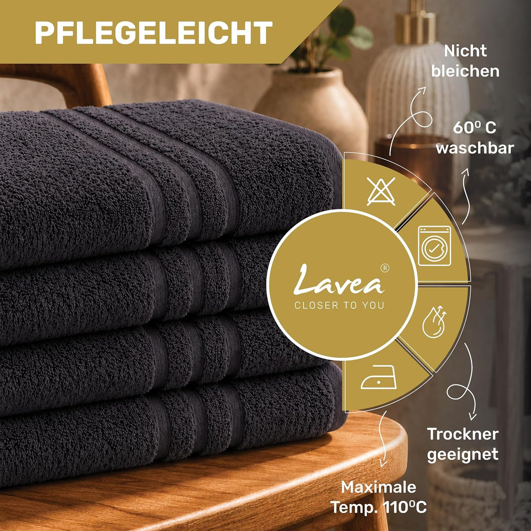 Lavea 4er Set Handtuch 50x100 cm – Saugstarke und Weiche Handtücher aus 100% Baumwolle, Frottierseri