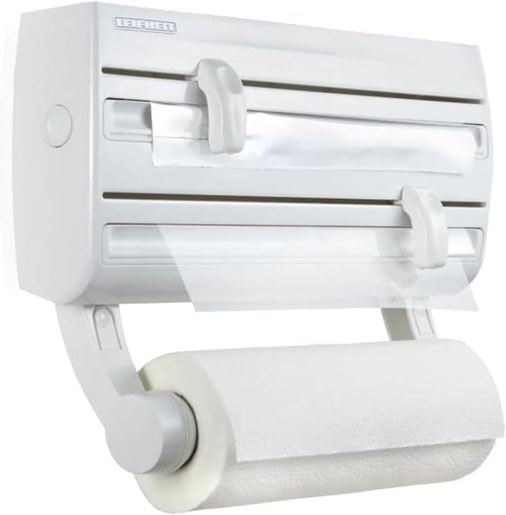 Leifheit Wandrollenhalter Parat F2 ComfortLine-Serie für insgesamt 3 Rollen, Folienschneider mit Abs