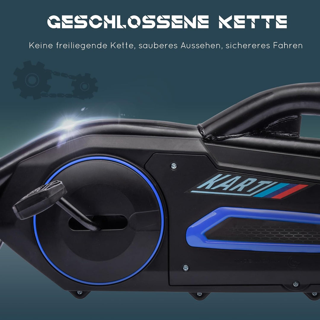 HOMCOM Gokart Tretauto mit Handbremse für Kinder 3-8 Jahren Schwarz | Verstellbarem Sitz, Vor- und R