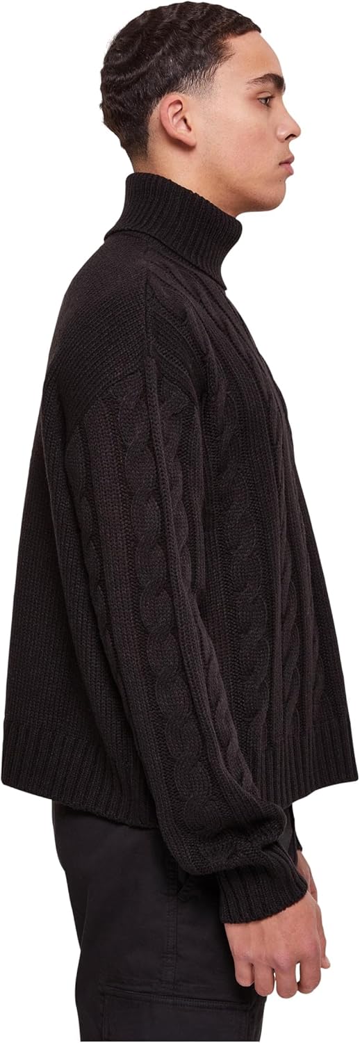 Urban Classics Herren Boxy Roll Neck Sweater Sweatshirt, Schwarz