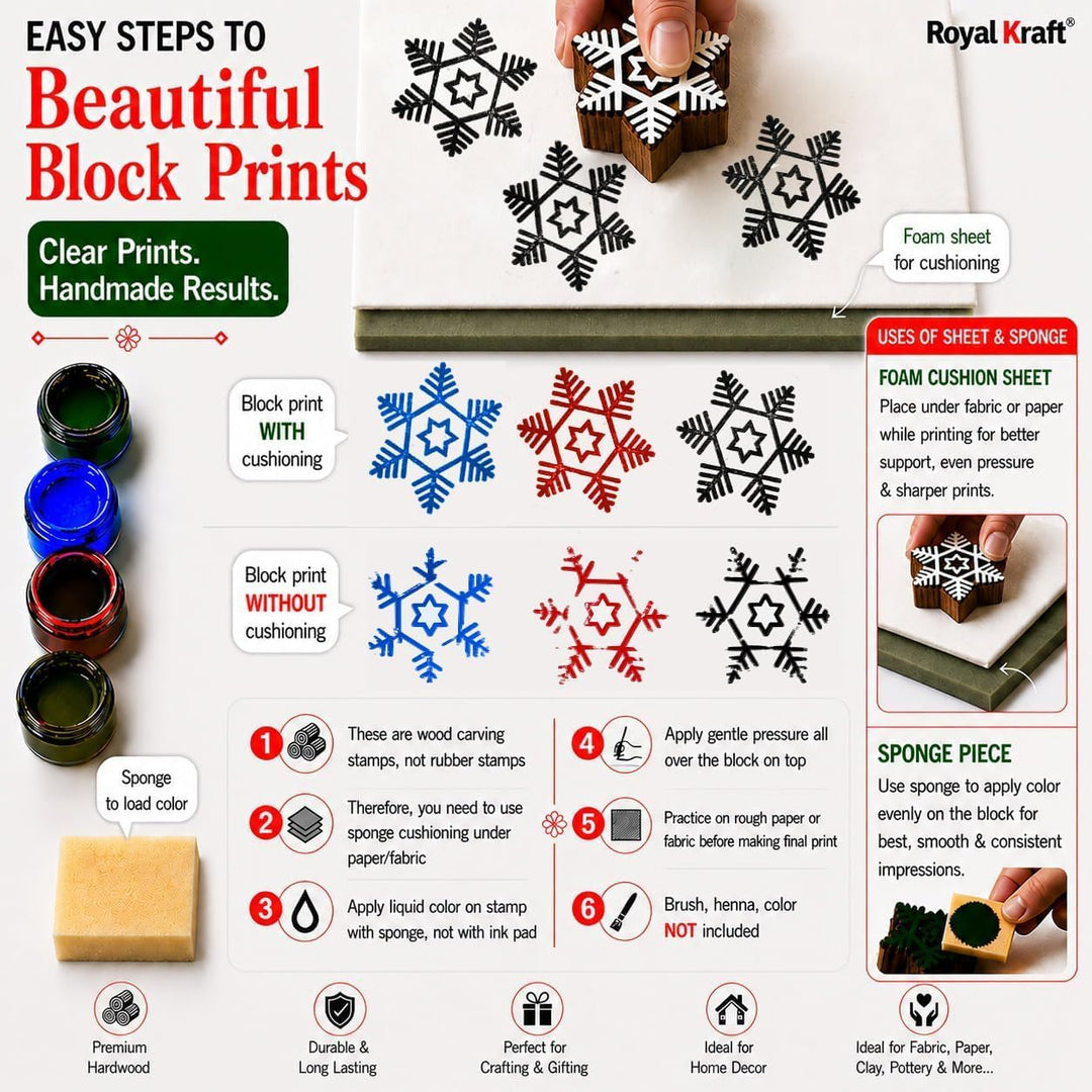 Royal kraft Sortiert Hölzern Block Drucken Stempel (Set of 10) 10 Pcs, 10 Pcs