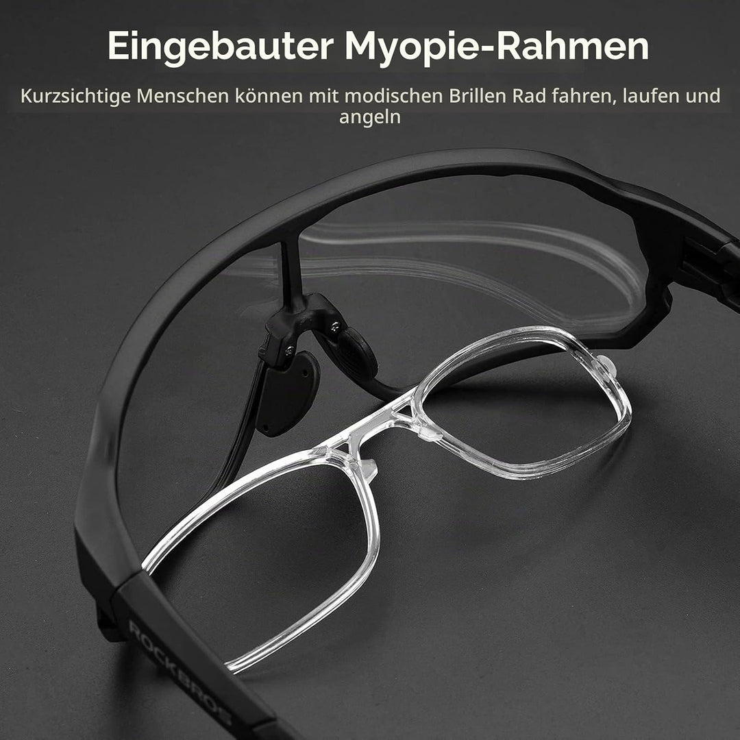 ROCKBROS Sonnenbrille UV-Schutz Brille Klar Photochromatisch Fahrradbrille Sportsbrille für Radfahre