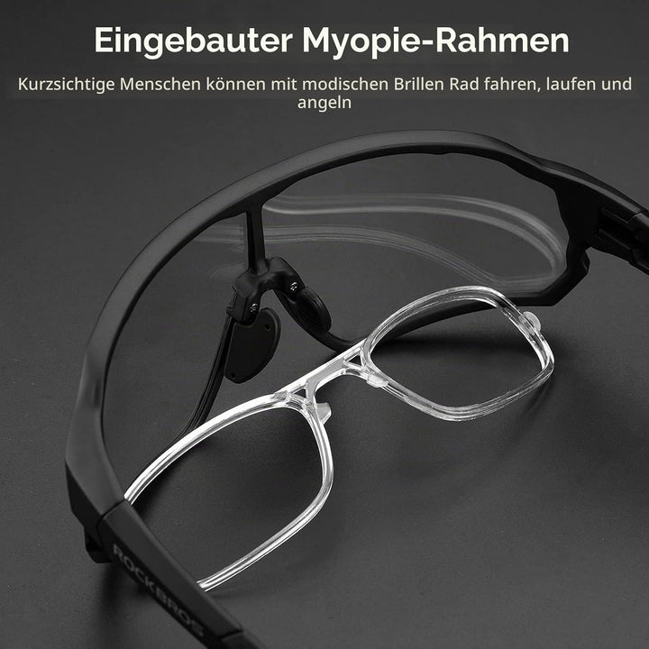 ROCKBROS Sonnenbrille UV-Schutz Brille Klar Photochromatisch Fahrradbrille Sportsbrille für Radfahre