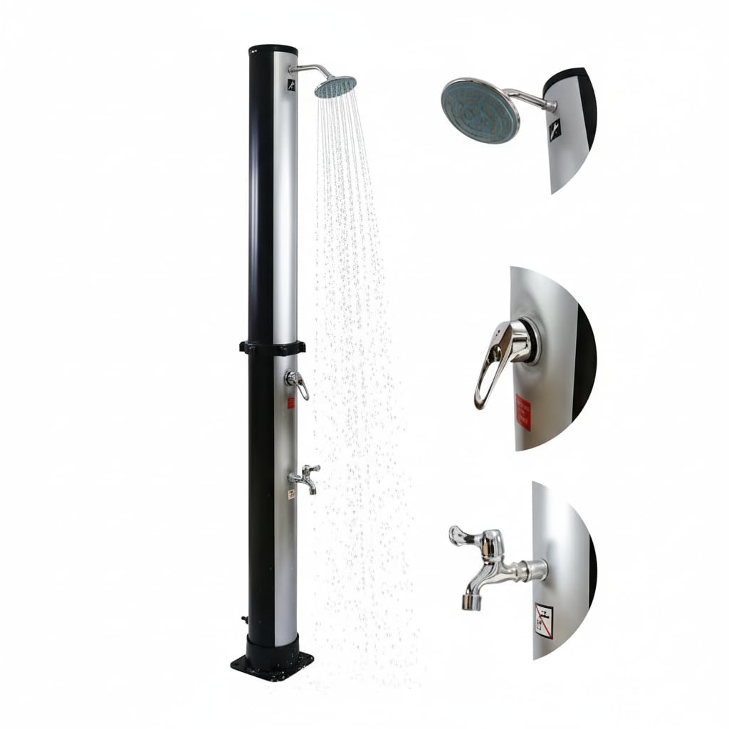 Melko Solardusche 35 Liter Gartendusche Silber Pooldusche Aussendusche Campingdusche - Farbauswahl (