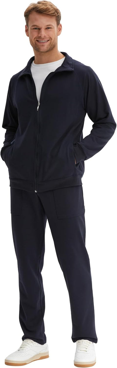 Morgenstern Herren Hausanzug - Trainingsanzug - Sportanzug - Baumwolle - Komplett XL Blau, XL Blau