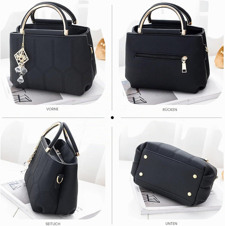 NICOLE &amp; DORIS Handtasche Damen Klein Schultertaschen PU Leder Frauen Umhängetasche Henkeltasche Min