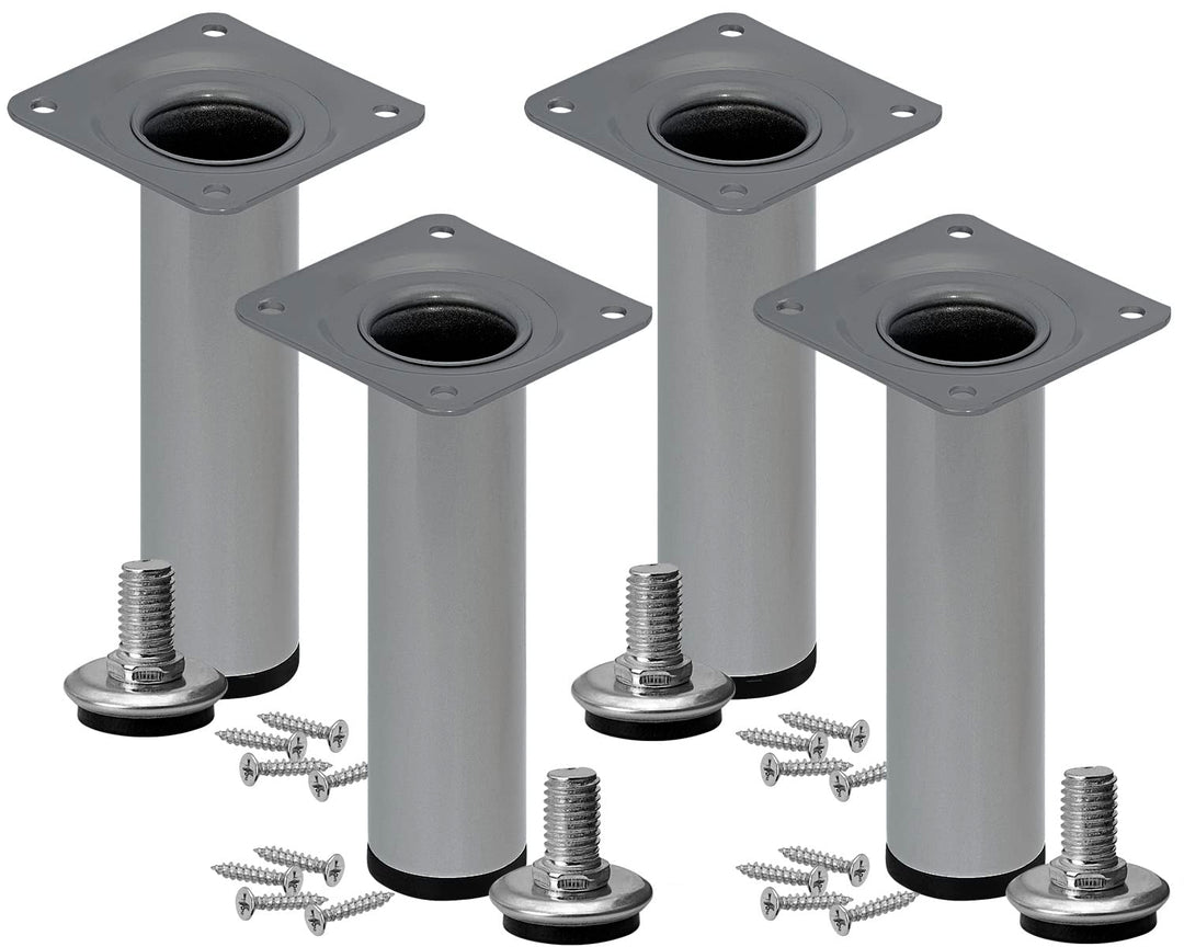 Stahlia Möbelfüsse verstellbar (4er Set) Silber 25cm Höhe belastbar bis 50kg Sofafüsse Schrankfüsse